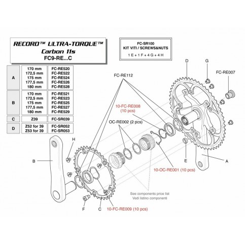 Převodník 11s SR, RE, CH, AT 39z, (r.v. 2009-2010, roz.135mm)
